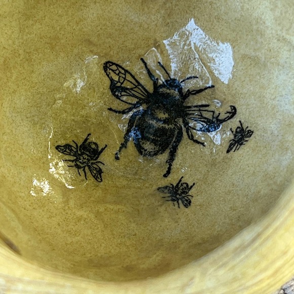 Bees on a Small Yellow Pottery Sauce or Snack Bowl - Picture 5 of 9